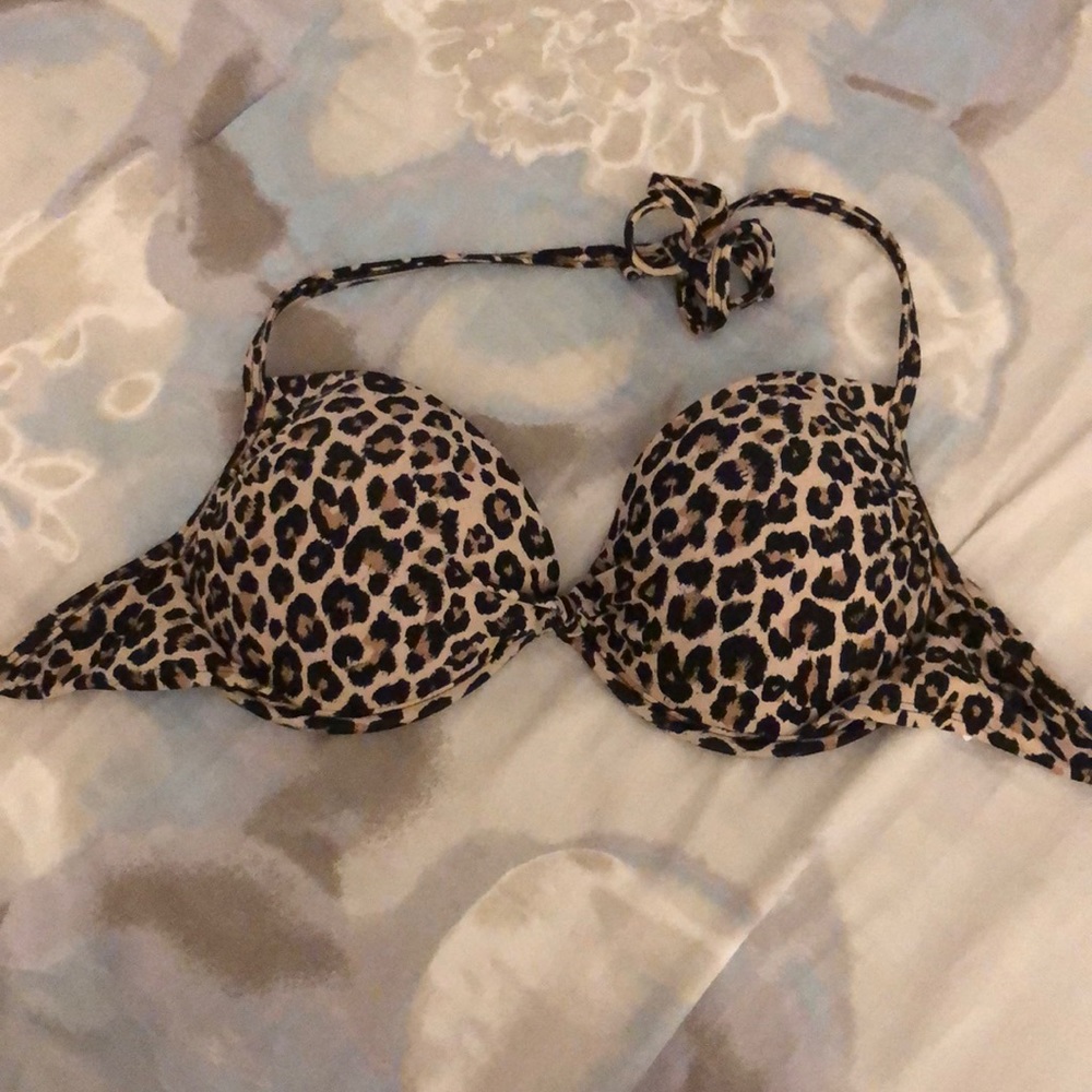 Leopard Print Padded Bathing Suit Top